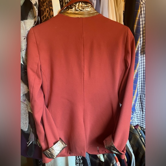 White House Black Market Terra Cotta Blazer with Metallic on Collar/Cuffs, EUC - Picture 3 of 3
